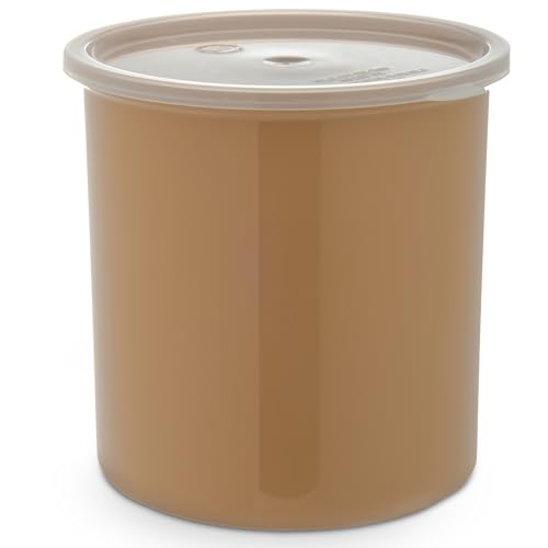Carlisle FoodService Products Classic Round Storage Container Crock with Lid for Kitchen, Restaurants, Home, Plastic, 2.7 Quarts, Beige