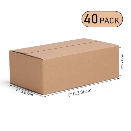 9x5x3 Shipping Boxes Set of 40, Brown Kraft Corrugated Cardboard Small Boxes Mailers for Business Packaging - color: Brown Shipping Box, size: 9x5x3 Box