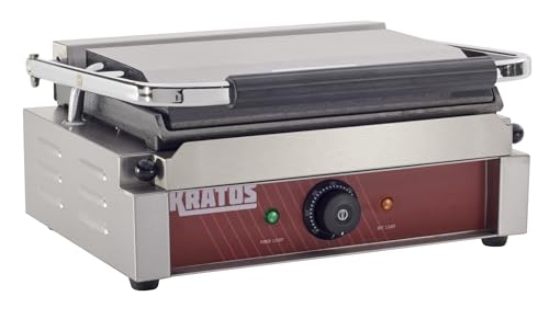 Kratos Commercial Electric Panini Sandwich Grill with Smooth Plates - size: Medium w/ Smooth Plates