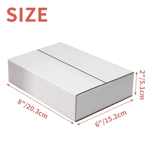 25-Pack Shipping Boxes 8x6x2 Inches, White - color: White, size: 8x6x2-25-Pack