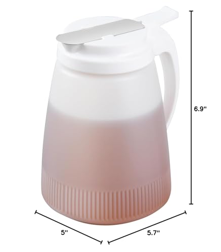 Restaurantware-Chef 101 48 Ounce All Purpose Syrup Dispenser, 1 Honey Dispenser - White Top, Stainless Steel Slide Cover, Plastic Pancake Syrup Bottle, Perfect For Diners, Restaurants, Home - color: White, size: 48 Ounces, style: 1 Count