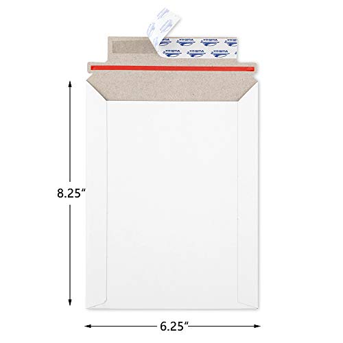 ValBox 6x8 Self Seal Photo Document Mailers 25 Pack Stay Flat White Cardboard Envelopes, 6.25 x 8.25 Inches - color: White