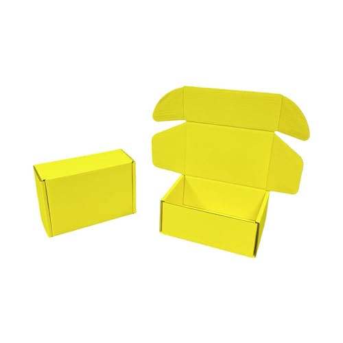 50 Pack 4.3x3.1x2 in Lemon Yellow Mini Shipping Boxes - color: Lemon Yellow, size: 4.3x3.1x2 in