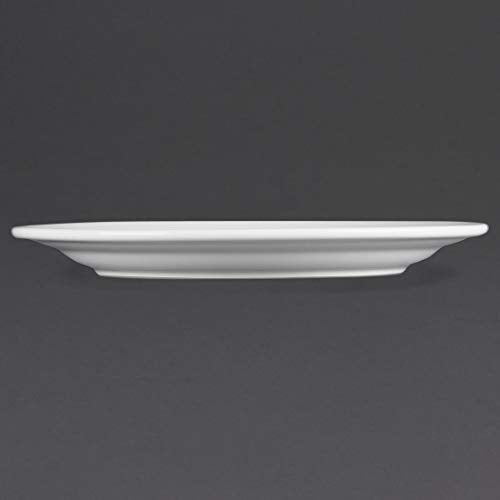 White Porcelain Plates with Wide Rim - 12 Pack by Olympia
