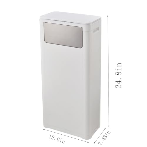 WanWanKa Bathroom Trash Can with Lid,Skinny 6 Gallon,White
