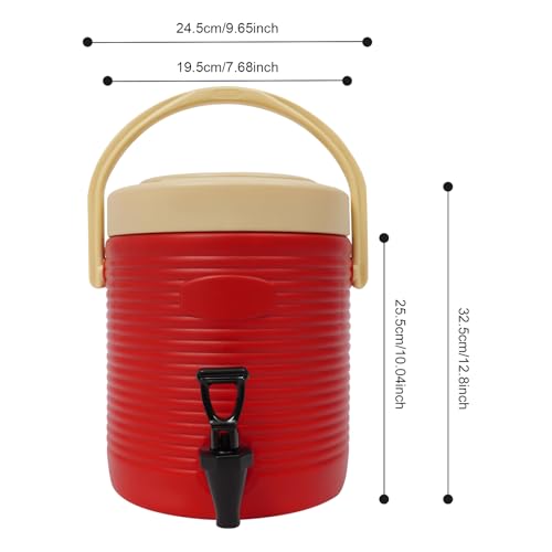Insulated Hot Beverage Dispenser for Parties, 2.5 Gallon Ice and Hot Drink Dispenser with Spout, Portable Water Dispenser for Coffee Chocolate Tea Milk Cocoa (Red, 2.5 Gallon) - color: Red, size: 2.5 Gallon
