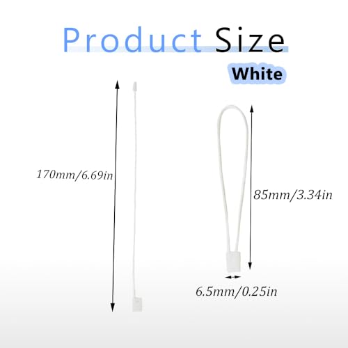 1000Pcs Hang Tag String 7 Inch Nylon String Snap Lock Pin Loop Fastener Hook Ties Easy and Fast to Attach (White) - color: White
