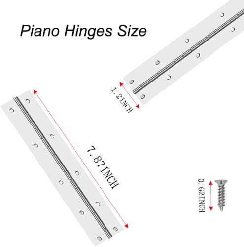 4PACK 8INCH Silver Continuous &Piano Hinge 0.05" Thickness/1.2" Open Width Heavy Duty Continuous Hinge with Holes for Cabinet Door Cases Woodworking Include Screws - color: Silver, size: 8INCH-1.2INCH