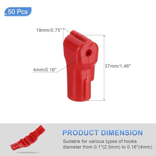 uxcell 50pcs Peg Hook Locks Stop Locks, 4mm ABS Pegboard Display Hook Security Lock, Anti Sweep Theft Stop Locks for Retail Shop and Shopping Center Pegboard Display, Red - color: Red