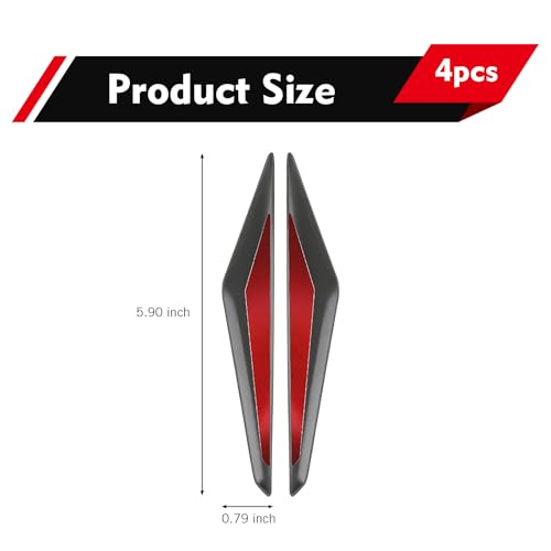 4 PCS Car Door Edge Guard, 3D Stereo PVC Door Protector Strip, Self-Adhesive Anti-Collision Anti-Scratch Exterior Trim, Universal for Most Cars, SUVs, Trucks (Black & Red) - color: Black & Red