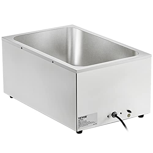 VEVOR Commercial Food Warmer 24QT Bain Marie 1200W Electric Buffet Warmer Steam Table Food Warmer Countertop Stainless Steel Food Warmer Wet or Dry Use for Parties, Catering and Restaurant - size: 1-Pan, 24 Qt
