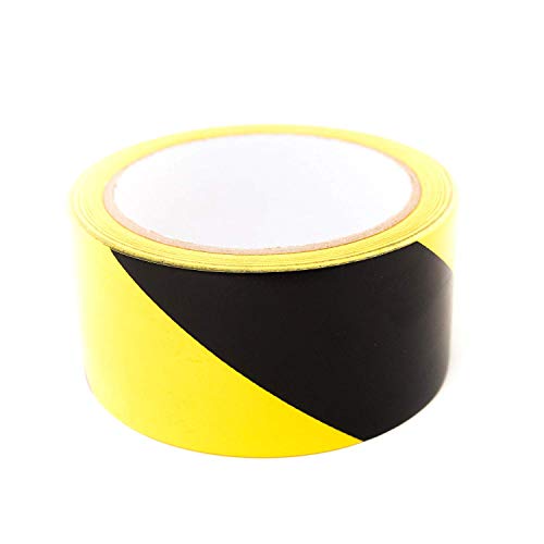 Bertech Black/Yellow Safety Warning Vinyl Tape, 4" Wide x 54 Feet Long - color: Black and Yellow, size: 4 Inches Wide x 54 Feet Long