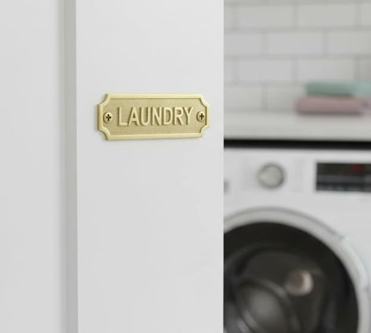 Brass LAUNDRY Room Sign Plate with Screws – Wall Mounted Door Name Plaque for Home, Utility Room, Laundry Area, Office Label Signage 22 x 5 cm - color: LAUNDRY