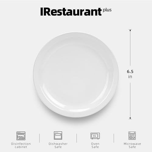 Stoneware Narrow Rim Commercial Grade Dinnerware, Bright White, Plate 6.5, Case of 36 - color: Bright White, size: Plate 6.5"