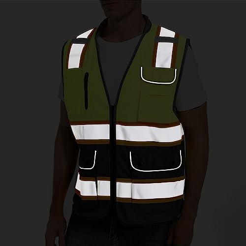 ArcRidge Reflective Safety Vest for Men and Women - High Visibility Construction Vest - Dual Tone Reflective Strips - color: Yellow-black, size: X-Large