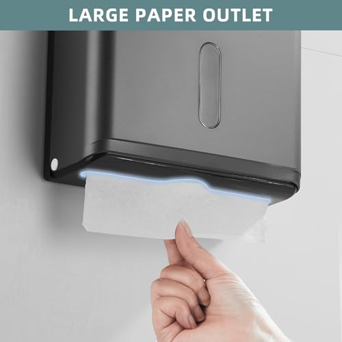 Paper Towel Dispensers Wall Mount: Multifold Z-Fold Paper Towel Holder, No Drilling Install, Compact Hand Towel Dispenser for Home Bathroom, Restroom, Office, Matte Grey (Pack of 2) - color: 5827-grey, size: 210 Sheet (Pack of 2)