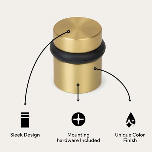 Floor Door Stop Heavy Duty Solid Brass, Satin Brass, 1.5 in Door Stopper - color: Satin Brass, size: 1 Pack