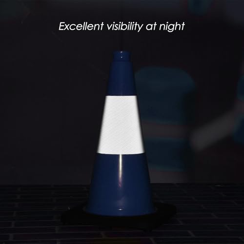 6 Pack 18" Inch Blue PVC Traffic Cones with Heavy-Duty Base, High-Visibility All-Weather Safety Cones for Road Construction, Parking Lot, and Garage Use (6, Blue, 18" Medium) - color: Blue, size: 18" Medium