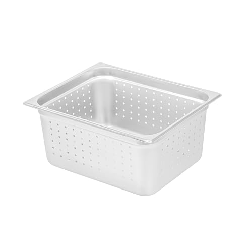 Restaurantware Steam Table Pan 1 Pack of Half Size Stainless Steel Perforated Hotel Pan Anti-Jam 6 Inch Deep Silver Commercial Kitchen Pan 24 Gauge - size: 6" Depth, Perforated