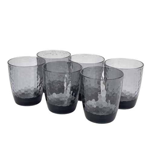 15-Ounce Plastic Tumblers (Set of 6), Reusable Plastic Mugs, BPA-Free Acrylic to Drink Mugs, Shatter Resistant, Textured Interior, Dishwasher Safe (Grey, 15 Ounce) - color: Gray, size: 15 Ounce