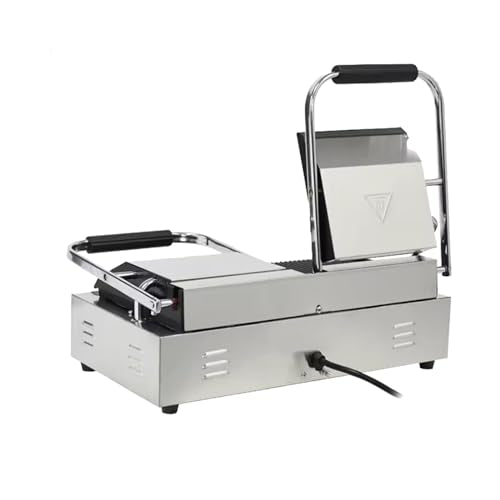 Commercial Panini Press With Grooved Grill Sandwich Maker Machine Electric Contact Grill Single (Double Smooth Top&Bottom) - style: Double Smooth Top&Bottom