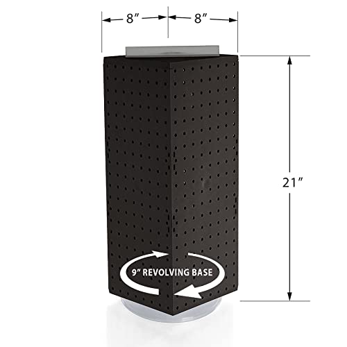 Azar Displays, 703385-BLK, 4 Sided Revolving, Pegboard Counter Display for Vendors Storage Necklace Jewelry Organizer for Selling at Trade Shows or Craft Shows Rotating, Black, 8” X 20” - color: Black, style: Pegboard Only