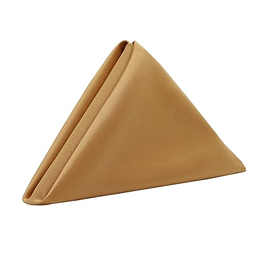 Your Chair Covers - 10 Pack 20-Inch Gold L'Amour Satin Napkins – Oversized, Double-Folded, and Hemmed Table Napkins for Weddings, Restaurants, and Special Events - color: Gold