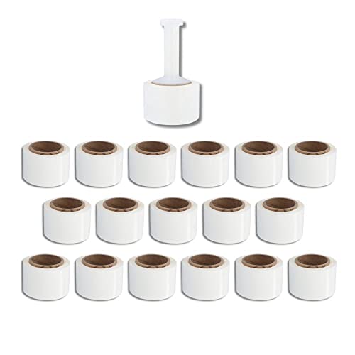 PSBM 18 Rolls Dark White 3 Inch x 1000 Feet 80 Gauge Mini Stretch Film/Wrap with Plastic Handle, Industrial Strength Shrink/Plastic Wrap for Moving, Packing, Shipping, Bundling & Storage - color: White, size: 18 Rolls