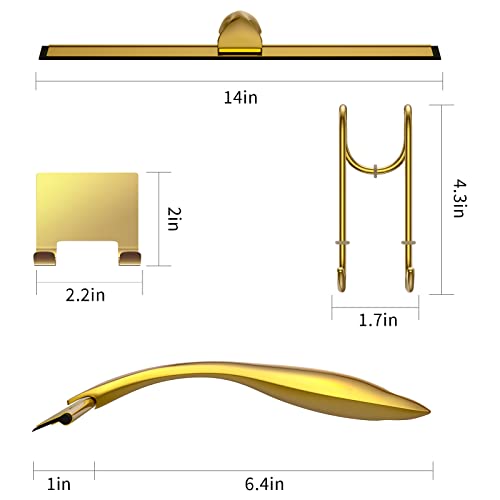 Shower Squeegee Set, 14-Inch Stainless Steel Squeegee, All-Purpose Squeegee for Bathroom, Shower Doors, Mirrors, Tiles, and Car Windows - 100% Streak Free, Includes Shower Door Hook and Adhesive Hook - color: Gold, size: 14-Inch