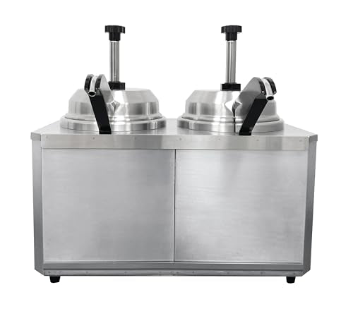 Kratos Commercial Hot Topping Dispenser with 2-Heated Spout and Pump - size: Double Warmer with Heated Spout