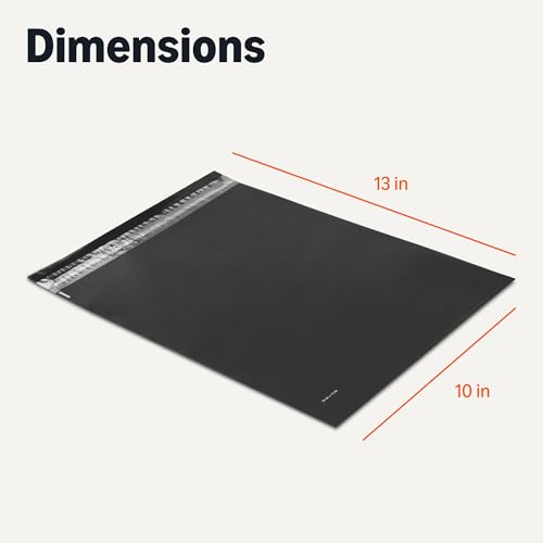 Amazon Basics Poly Mailers, Shipping Bags, Self-Sealing Envelopes with Adhesive Strip, Tamper-Resistant, Dirt-Resistant, Black, 10" x 13", 1000 Pack - size: 10" x 13" (Pack of 10)