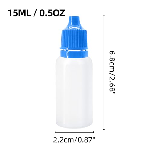 10Pcs 15ml Plastic Dropper Bottles, 0.5oz Small Squeeze Leakproof Dropper Bottle with Childproof Cap and Plug, Reusable Portable Eye Liquid Container for Travel Blue - color: Blue Cap