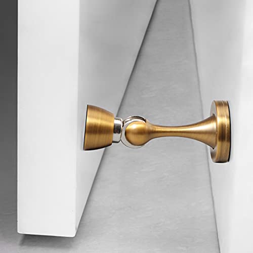 Door Stopper 4 Pack Magnetic Door Stops, Zinc Alloy Antique Brass Door Catch Door Holder Wall Floor Mounted, Metal Soft-Catch - color: Antique Brass, size: 4 Pack