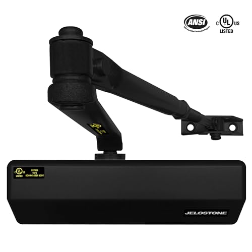 Medium/Heavy Duty, Commercial Door Closer D4000, ANSI Grade 1, UL 3 Hour Fire Rated, ADA Compliant, Adjustable Spring Size 1-6 for Doors (44-330lb, 30-60 in), Indoor/Outdoor (Black) - color: Black