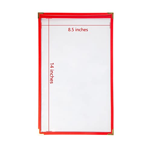 Menu Covers, Single Page, 8.5" x 14" Legal Size, Red, Pack of 6 - color: Red