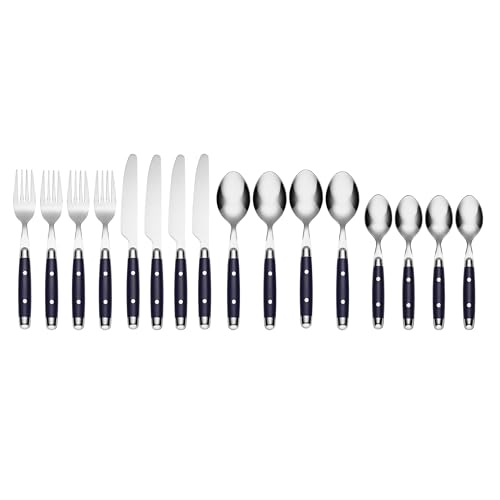 Cambridge Jubilee Blue 16-Piece 18/0 Silverware Set for 4, Flatware - color: Blue