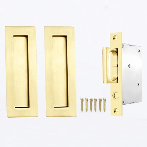 Dontay Sliding Pocket Door Handles,Heavy Duty Flush Edge Pull,6'',Brass - color: Satin Brass, size: 6 Inch (150 mm)