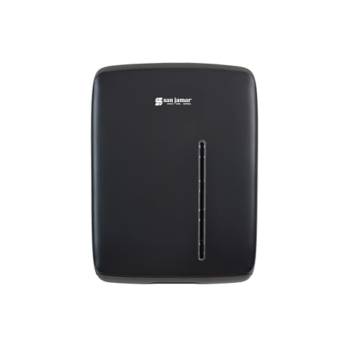 San Jamar Timeless Commercial Folded/Multifold Paper Towel Dispenser for Bathroom and Kitchen, Black, Universal Paper, Wall Mounted