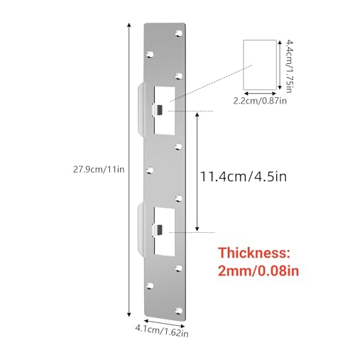 Heavy Duty Double Holes Latch Reinforcement Plate for 4.5 Inch Hole Center - color: Silver-2Pcs