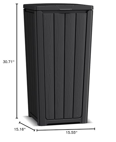 EFU 38 Gallon Outdoor Trash Can with Lid, Waterproof Garbage Can Bin - color: Grey, size: 38 Gallon