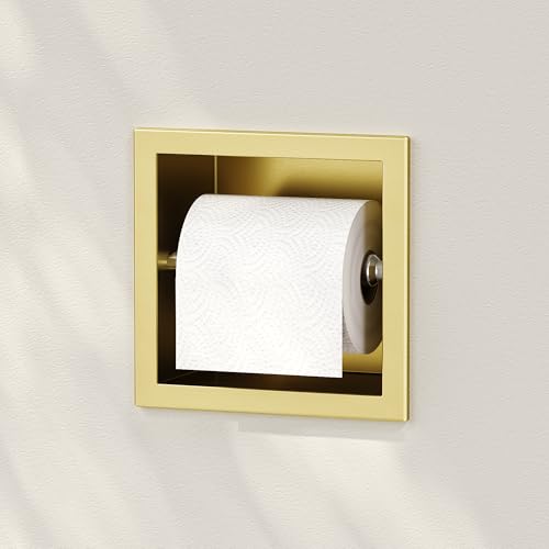 Neodrain Gold 304 Stainless Steel Recessed in Wall Toilet Paper Holder - color: Gold, size: 6X6In