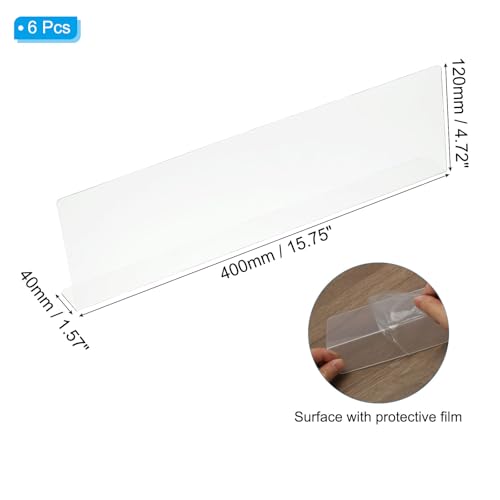 PATIKIL 6 Pack Shelf Dividers for Closet Organization, 15.7x1.57x4.7 Acrylic Closets Separator Kitchen Cabinet Shelves Under Bed Blocker for Bedroom Kitchen Office, Clear - size: 15.7x1.57x4.7"