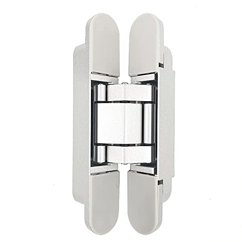 Concealed Door Hinges Heavy Duty Invisible Hidden Hinges 3-D Adjustable - 1 Pair - color: 6"_Silver_2 Pack