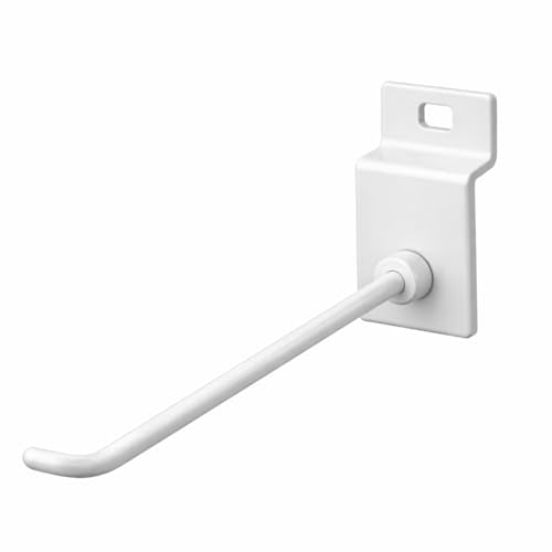 Pack of 50 Slatwall Hooks for Retail Display - 2 Inches Slat Wall Heavy Duty Hanging Hook - White Metal Slatwall Peg Hook - Retail Store Display Rack Organizer - color: White, size: 2 Inch - Pack of 50