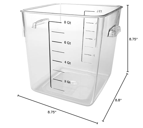 Rubbermaid Commercial Products Space Saving Square Food Storage Container 8 Quart Clear for Kitchen/Sous Vide/Meal Prep - size: 8 Qt., style: Container