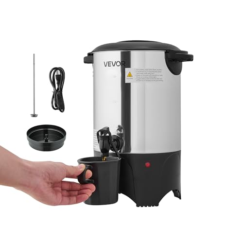 VEVOR Commercial Coffee Urn, 30 Cup 4.5 L Hot Beverage Dispenser with Dripless Faucet, Quick-Brewing Commercial Coffee Maker with Stainless Steel Liner, for Catering, Business, Church & Restaurant - size: 30Cup