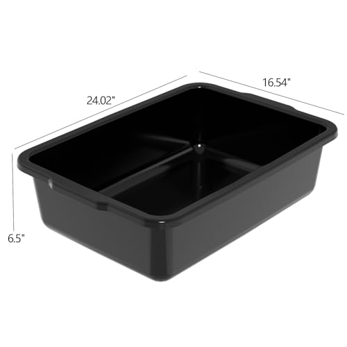 Sandmovie 4 Packs Large Commercial Bus Tub, 32 L Plastic Bus Boxes, Black - size: 32 L