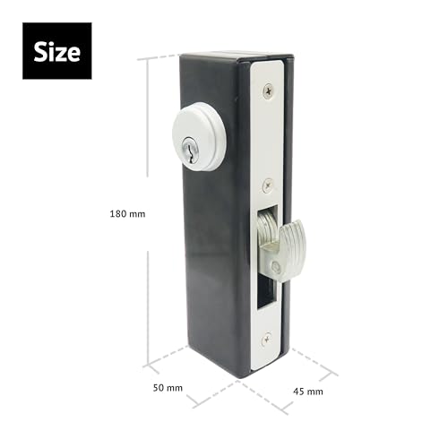 elox Weldable Steel Hook Bolt Lock for Sliding Gate, Double Cylinder Keyed Alike with 3 Keys, 1-1/8" Backset, High Security