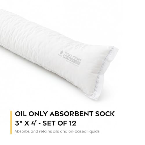 Oil Only Absorbent Socks 3 x 48 Inch, 12 Pack, 1.4 Gallon Each - color: Oil Socks 3" x 48" (12-Pack), size: 1