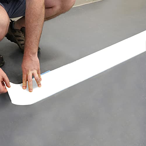 SmartSign White 6 inch x 100 feet Floor Marking Tape, 32 mil Vinyl Floor Tape, Superior Mark Industrial Use Safety Tape with Beveled Edges, Strong Adhesive, For Gym/Warehouse/Courts - color: White, size: 6" x 100'